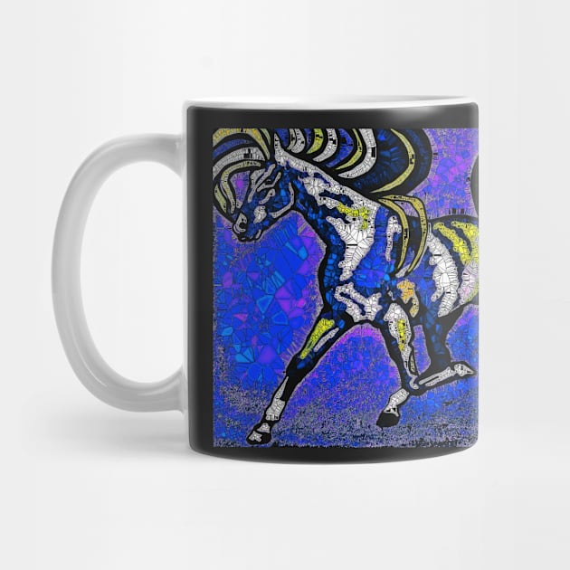 Run Pony Run Mosaic Abstract Blue by Overthetopsm